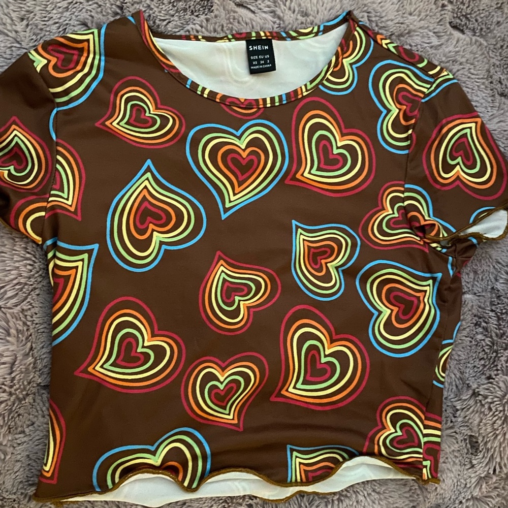 Neon heart crop top
